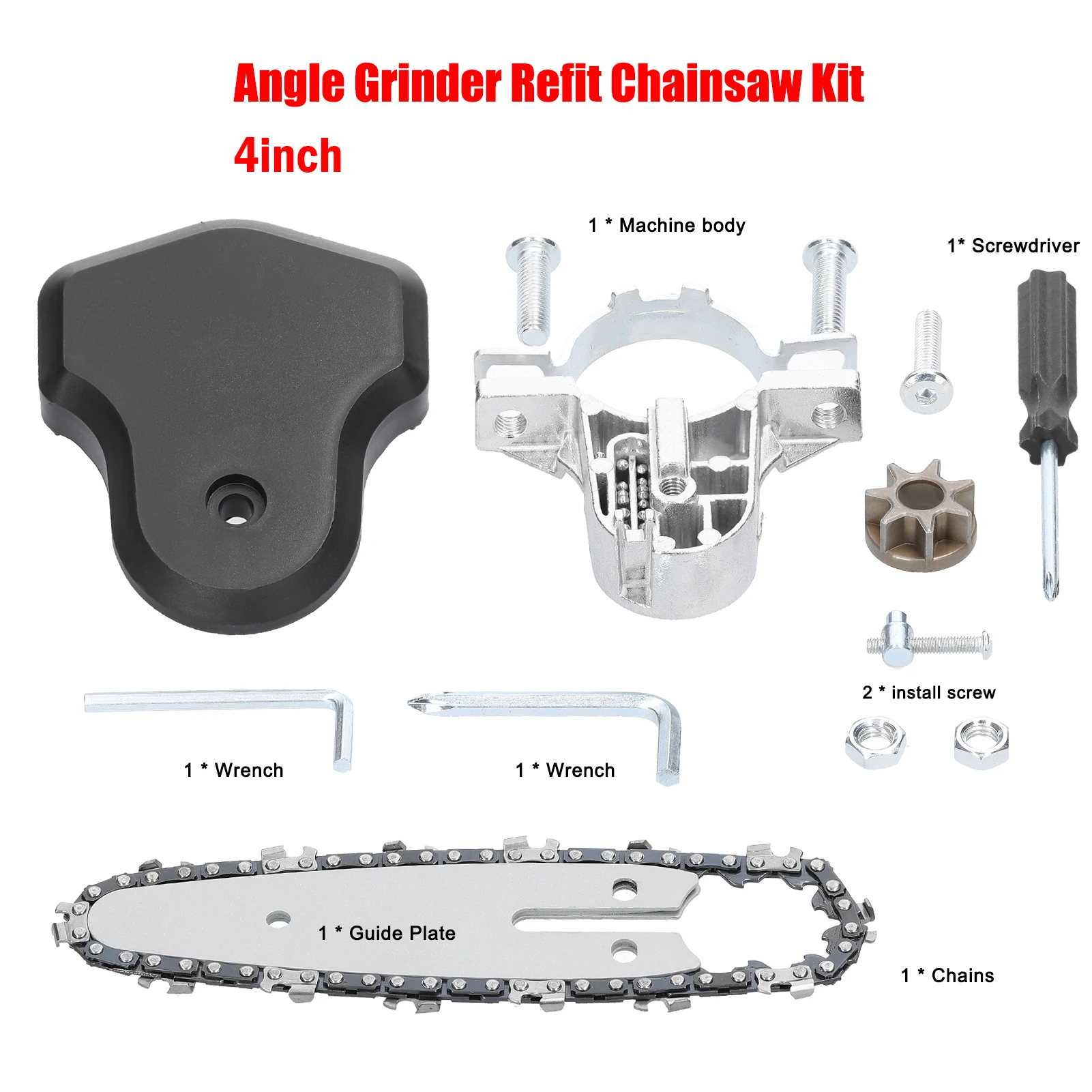 4/6 inch Angle Grinder Refit Chainsaw Conversion Kit Chainsaw Bracket Set Change Angle Grinder into ChainSaws Tool Set