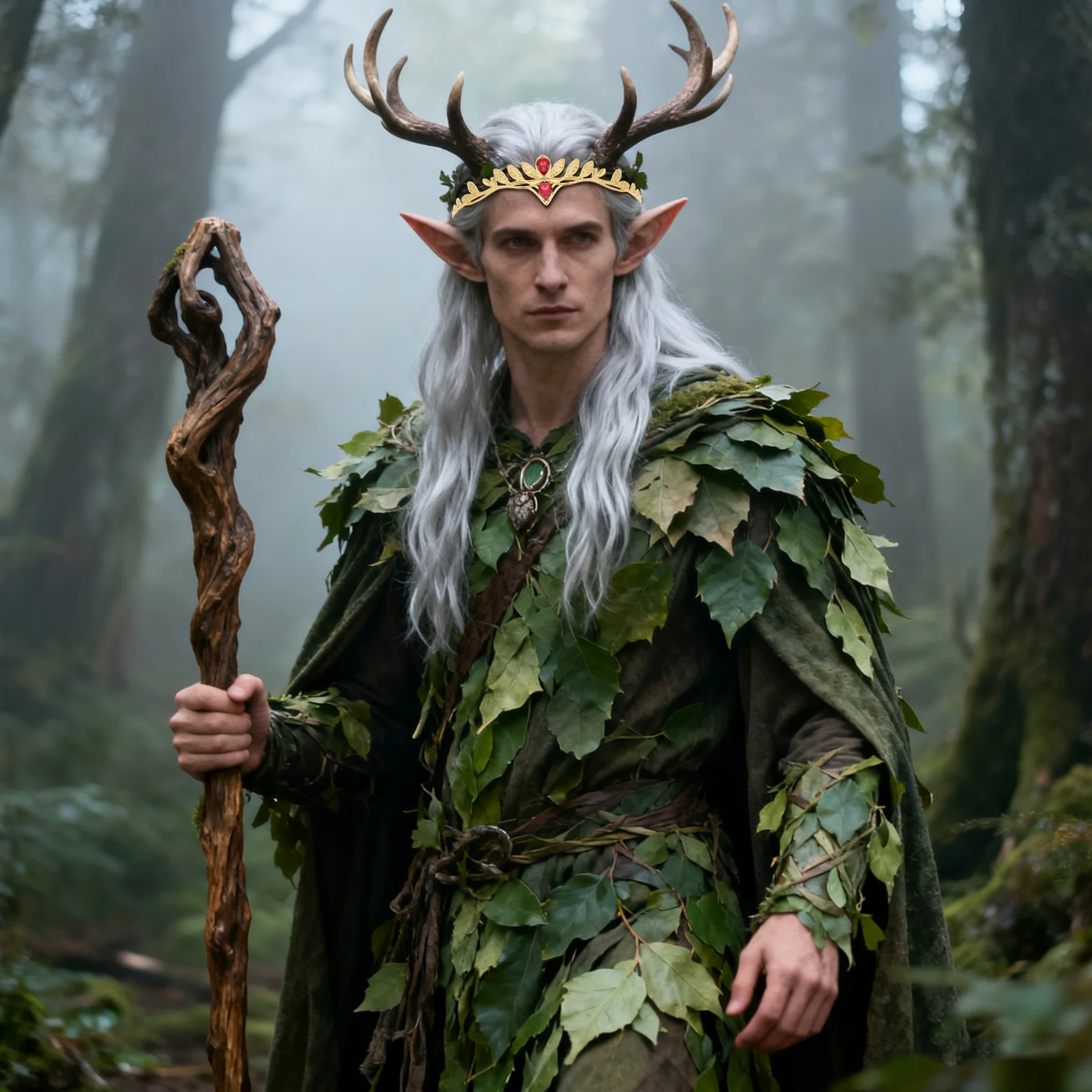 

Men'S Rhinestone Crown Headpiece Leaf Design Alloy Hairband With Red Crystals Masquerade Wedding Prom Party Festival