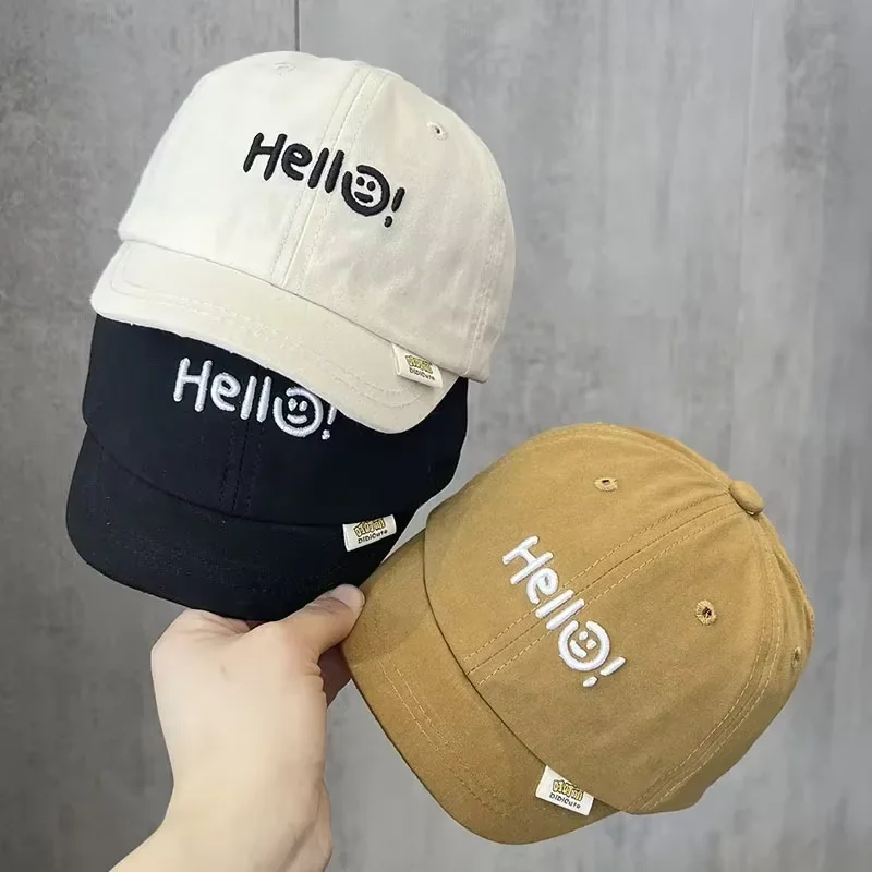 

Summer Cotton Baby Baseball Cap Solid Color Letter Toddler Boy Girl Peaked Hat Cute Adjustable Kids Sunshade Hats