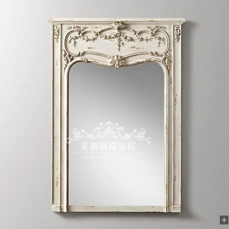 

VintageAmerican solid wood carving flower floor mirror,floor mirror cloakroom dressing mirror wedding photography fitting