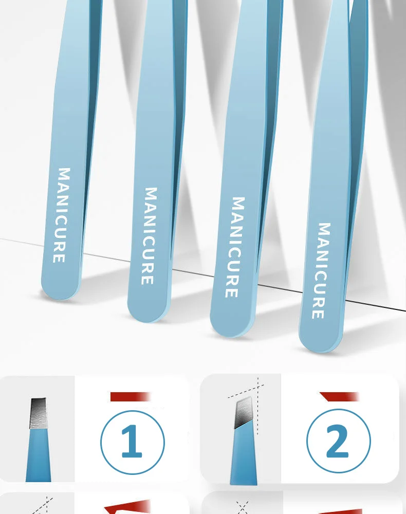 Augenbrauenpinzette Bunte Haarschönheit Feine Haare Puller Edelstahl Schräge Augenbrauenklammern Entfernung Make-up-Tools – Detail 3