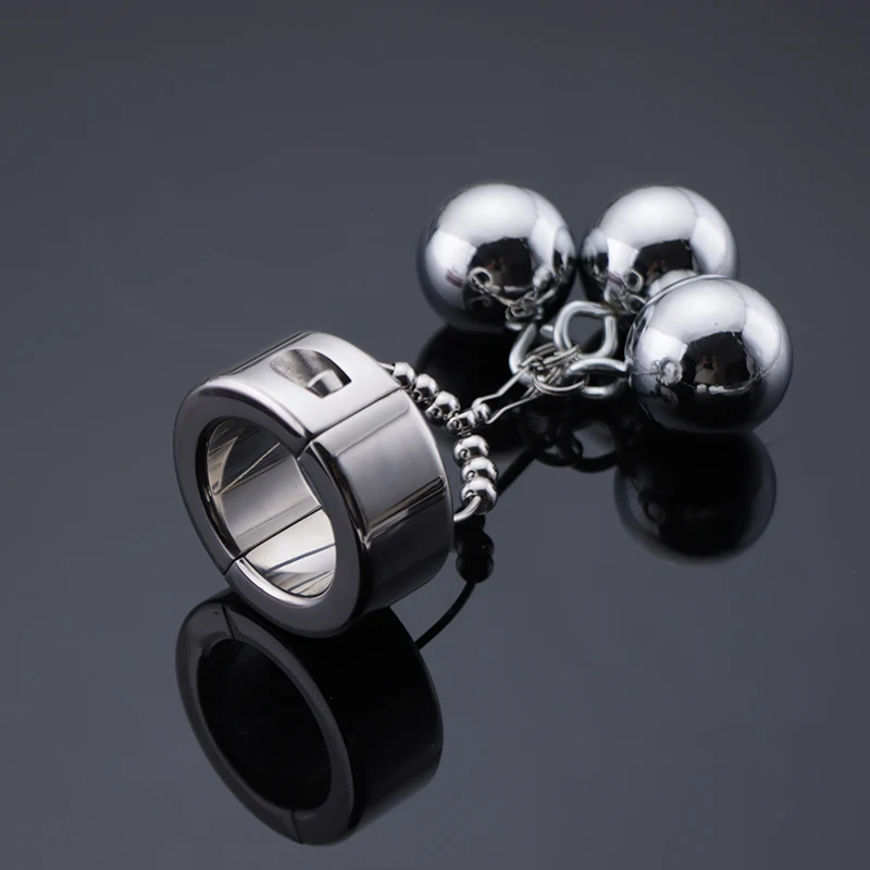 NEW Metal Cock Ring Male Chastity Ring Intimate Cuir Ball Weight Hanger for Penis Enlargement Ball Stretcher Extender Cock Ring