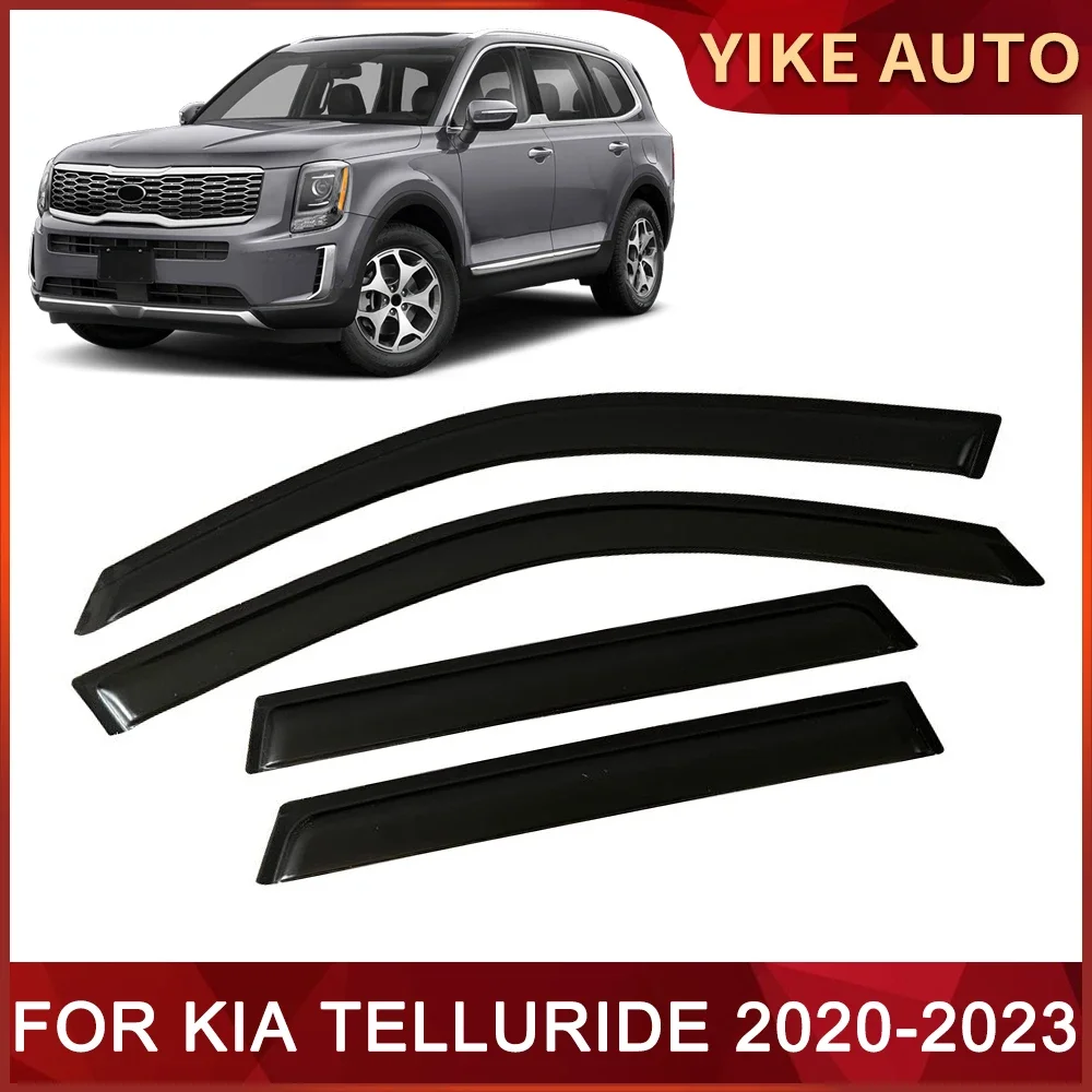 Window Visor for KIA TELLURIDE 2020-2023 Weathershied Door Visor Wind Sun Rain Guards Side Window Wind Deflectors Auto Part