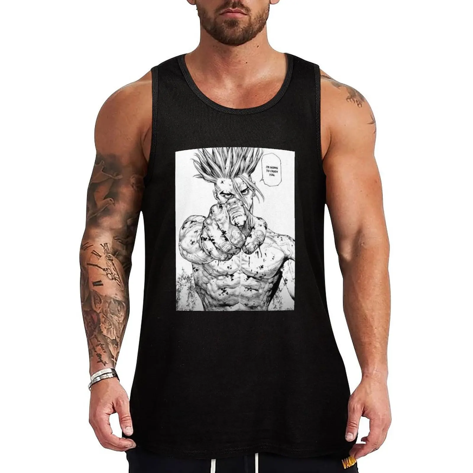 Camiseta sin mangas con estampado artístico de Sun Ken Rock, camiseta sin mangas con gráfico creativo