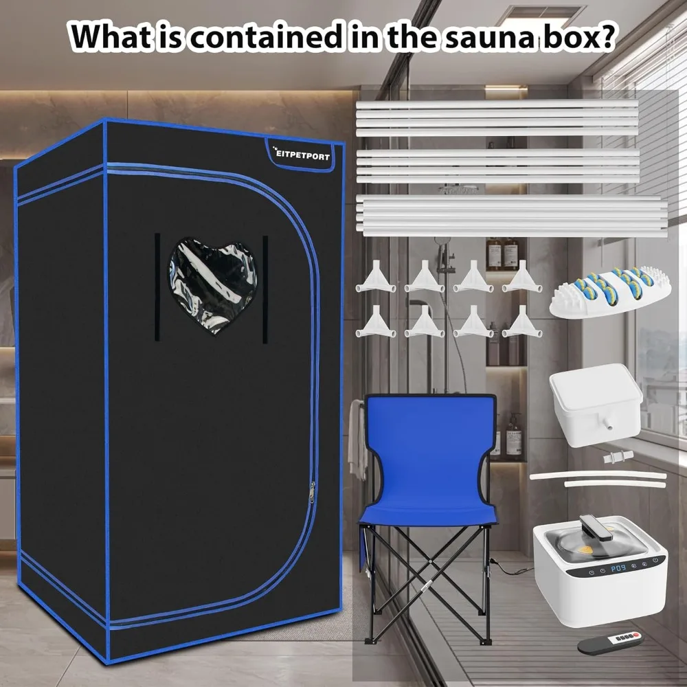 Steam Sauna, Portable Sauna Tent, Home Sauna Full-Size,2.6L1000W Power Steam Pot, Foldable Chair, and Remote Control Relaxation