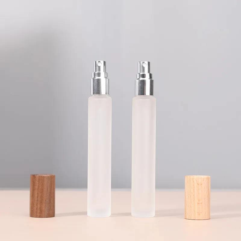 

50Pcs 10ml Transparent Frosted Glass Spray Bottle Empty Perfume Test Bottle Thick Glass Vial