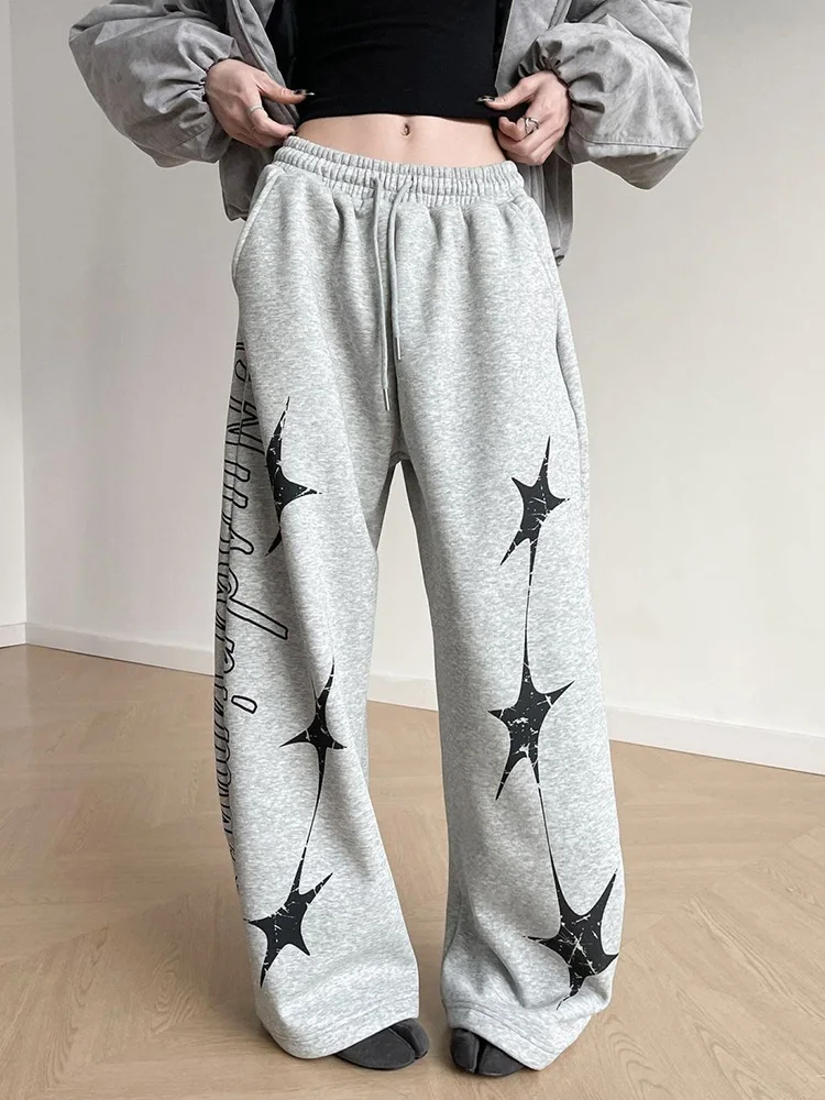 Streetwear Letter Stars Sweatpants Women Vintage Harajuku Hip Hop Casual Pant Retro Female High Waist American Loose Trousers