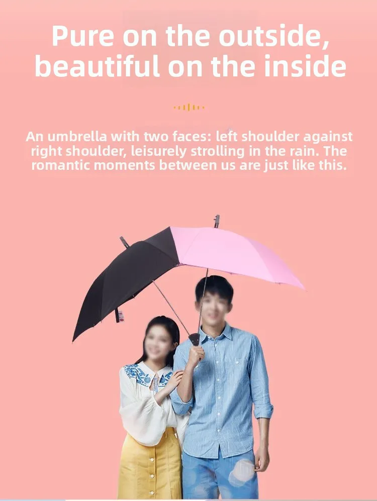 

Большой двуглавый зонт для пар, солнечный козырек, непромокаемая полиэфирная ткань, стальной столб, тройник, ручной, чистый цвет, домашнее ежедневное использование