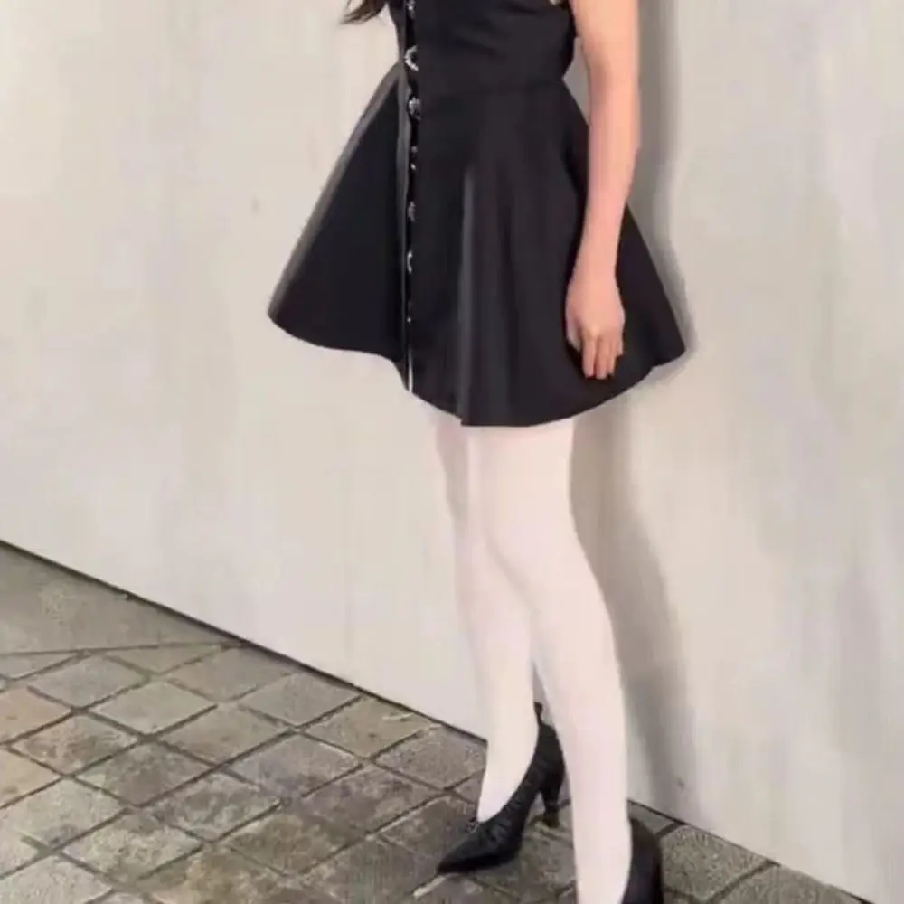 

100D белые чулки с защитой от крючка, белые колготки, черные/белые, универсальный размер, колготки для балета и танцев, аниме, косплей