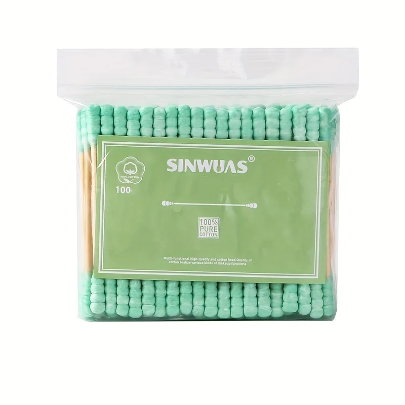 500 Stück hypoallergene Schwämme mit doppelter Spitze, rosa, für Ohren-, Nasenreinigungs- und Make-up-Anwendungen – Detail 4