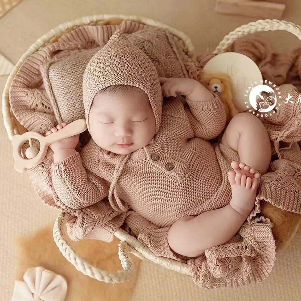 Disfraz de punto para bebé, accesorios de fotografía para recién nacido, mono infantil de manga larga, traje de fotografía para recién nacido, accesorios para niña