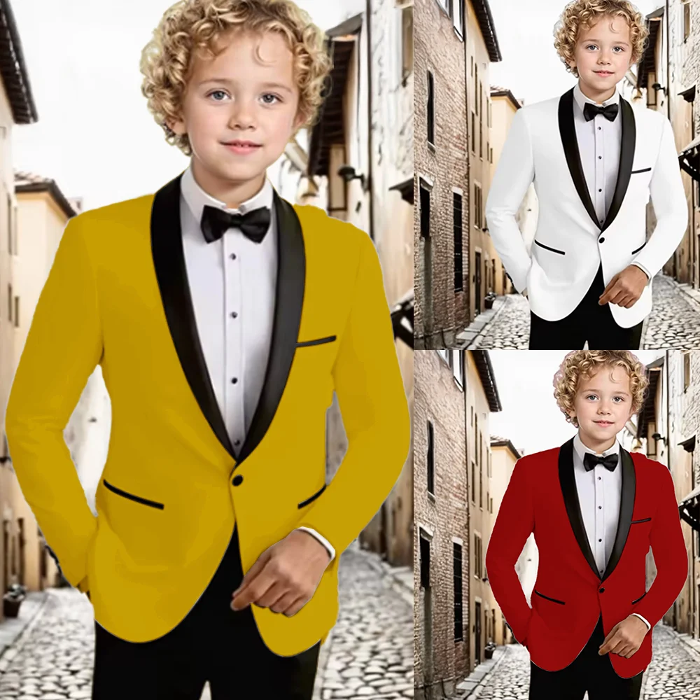 High Quality Boy Suit Slim 2 Piece Blazer and Pant Suit Set Shawl Lapel Formal Wedding Dresses Business Tuxedo Suits for Kids