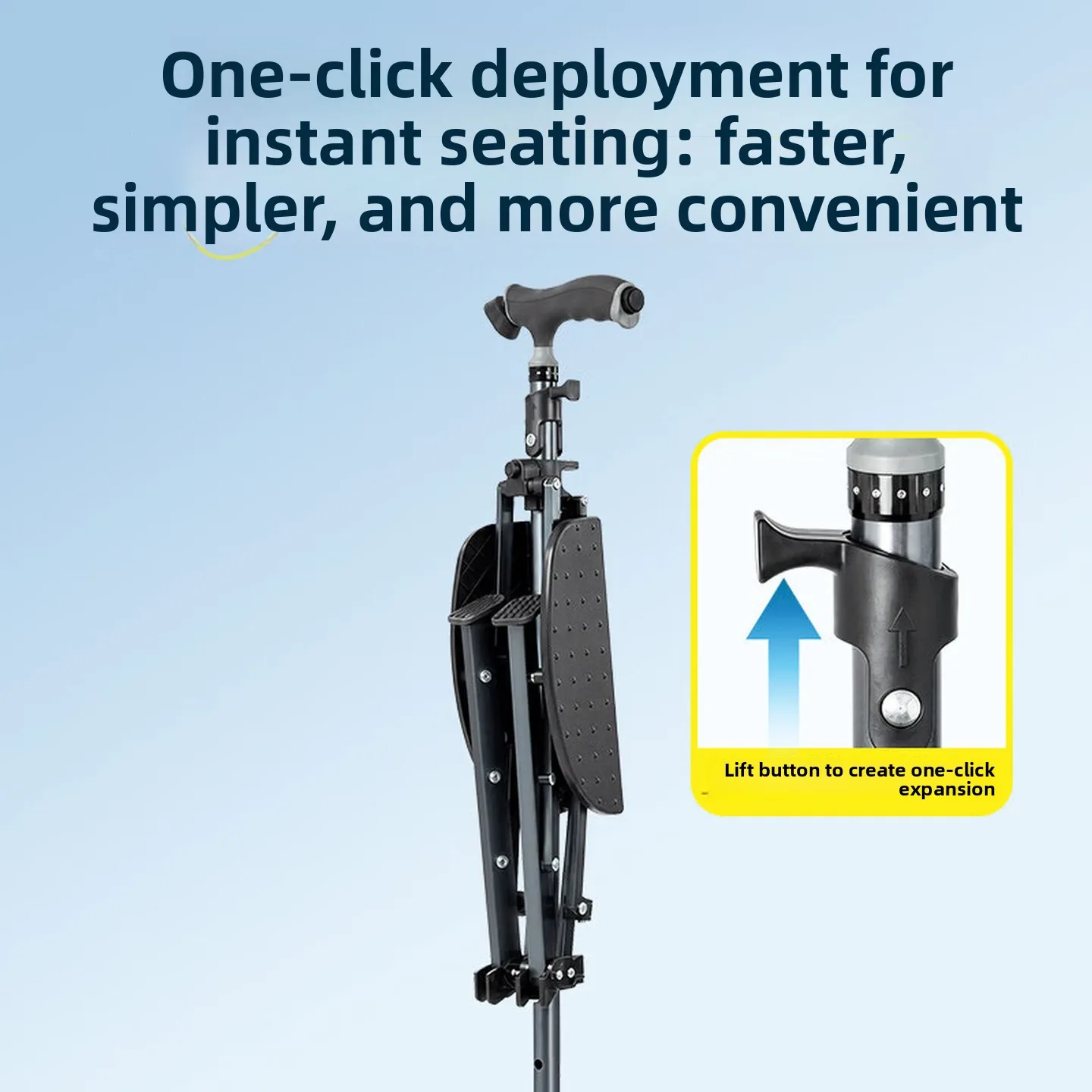 Quick Open Folding Walking Cane with Light Triangular Stable Base Non Slip Portable Mobility Support for Seniors 접이식 지팡이