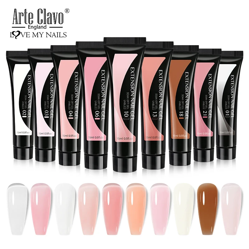 Arte Clavo 15 ml Jelly Nail Extension Gel Pink White Clear Quick Building Soak Off UV LED Gel Nails Finger Extensions Nail Art