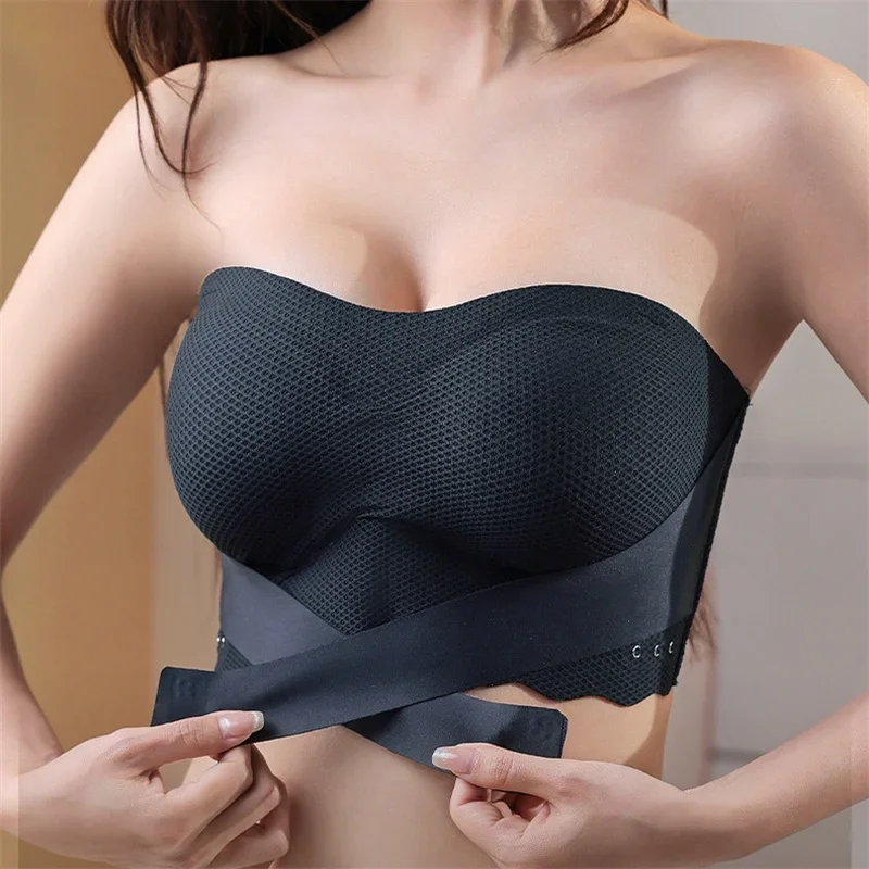 Sutiã push-up sem alças para mulheres, invisível, antiderrapante, plus size, roupa interior sexy, sutiã sem fio respirável, lingerie de casamento feminino