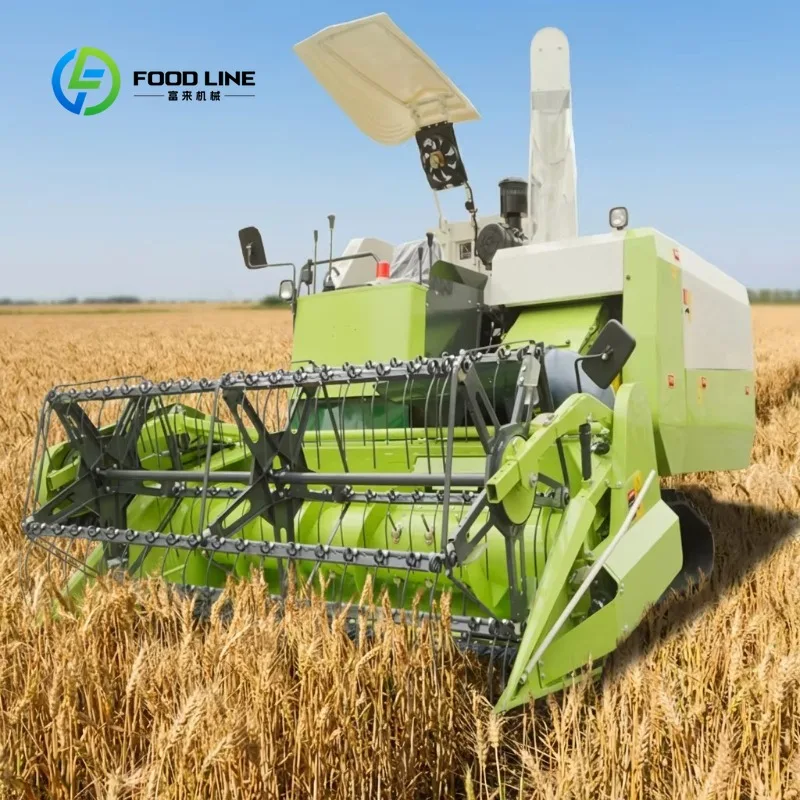 Customized   Crawler Combine Harvester, Vertical Axis Threshing System Full Feed Rice Wheat HarvesterAgricultural Equipment