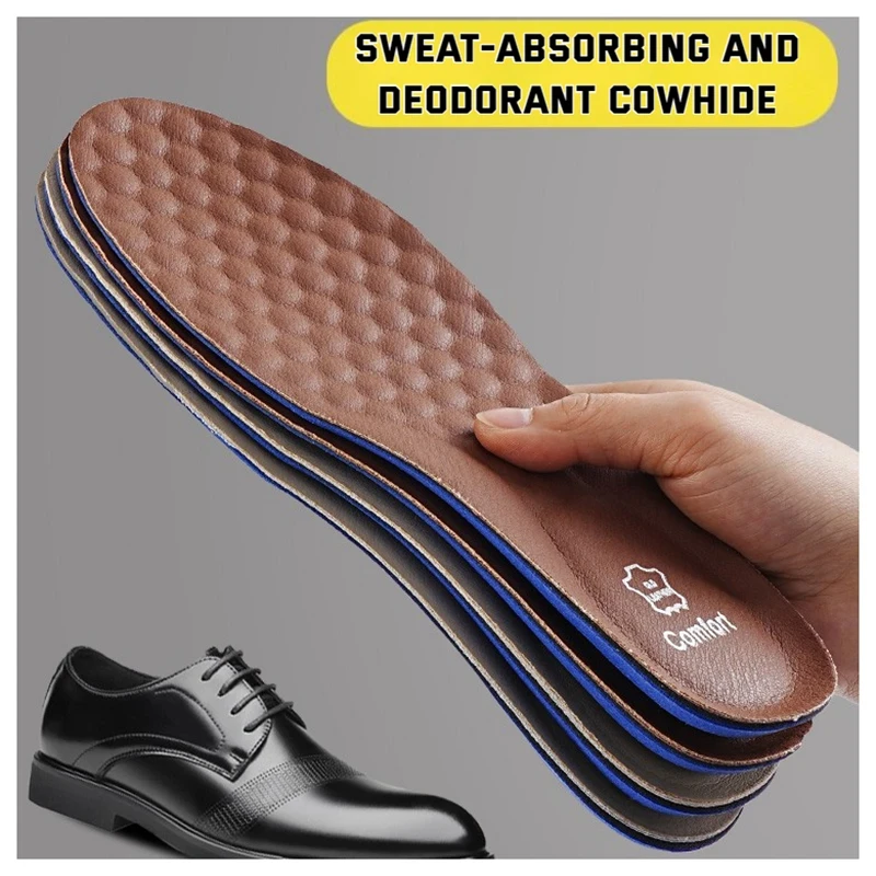 Image of Premium-Leder-Schuheinlage mit orthopädischer Fußgewölbestütze für Plattfüße, Plantarfasziitis, stoßdämpfendes Kissen, Schutz für C