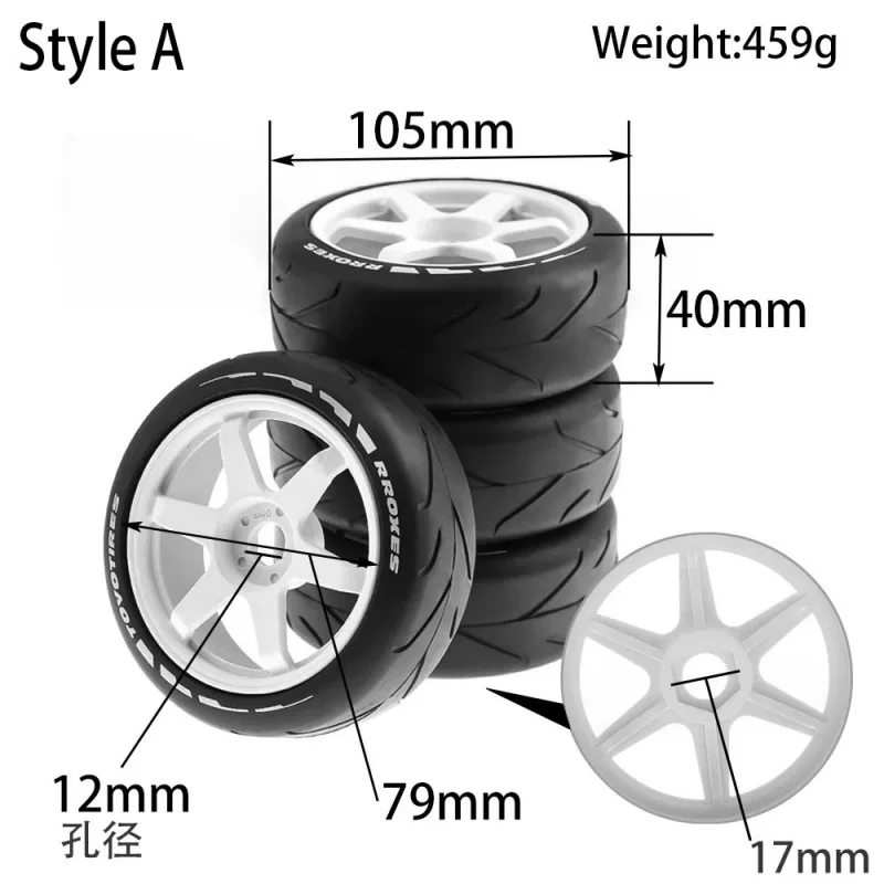 4PCS RC On-Road Tires Wheels 17mm Hex for 1/8 Arrma Limitless Infraction Felony ZD Racing HongNor Upgrade Parts