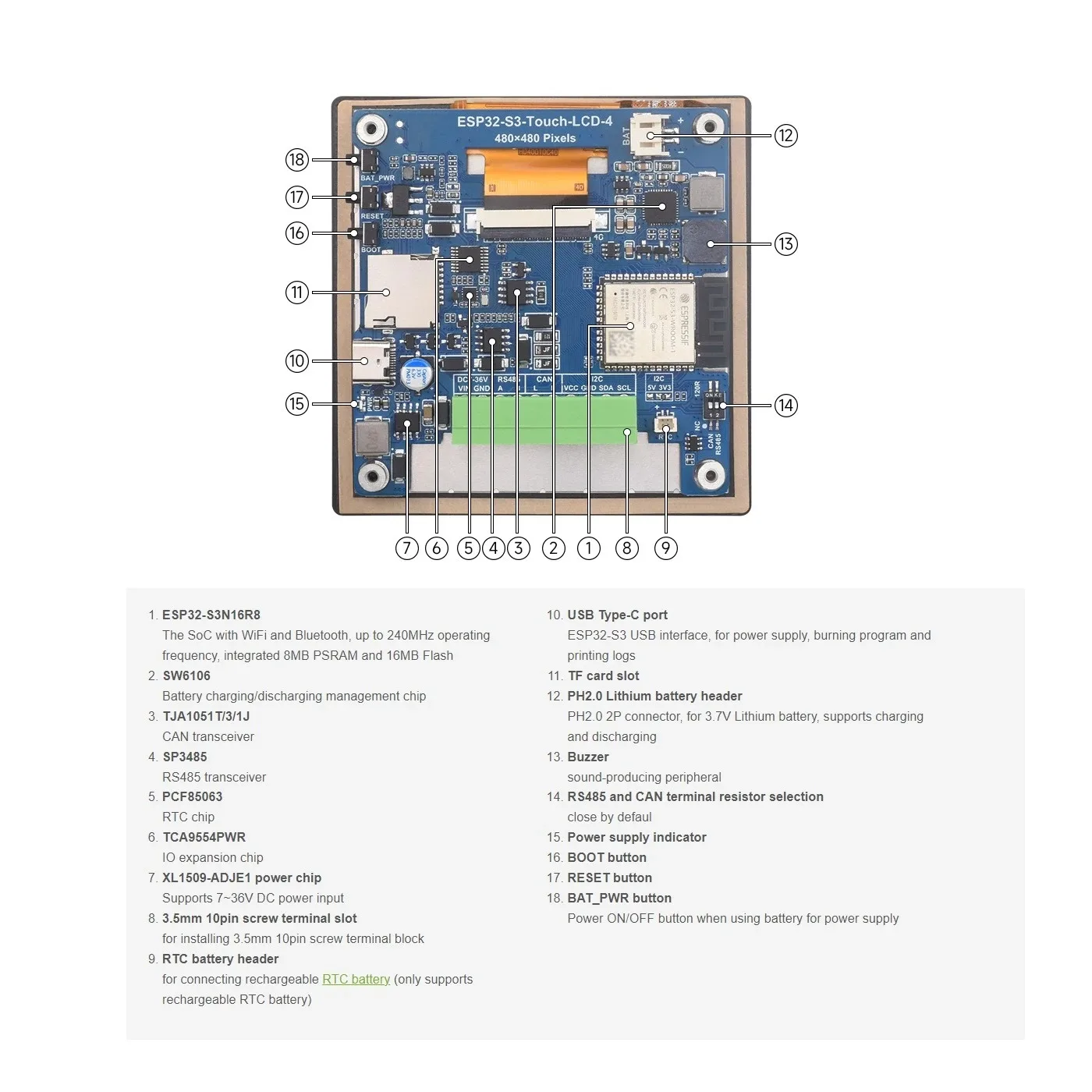 ESP32-S3 4-inch LCD touch screen development board support Wi-Fi and Bluetooth LVGL development Dual-core processor