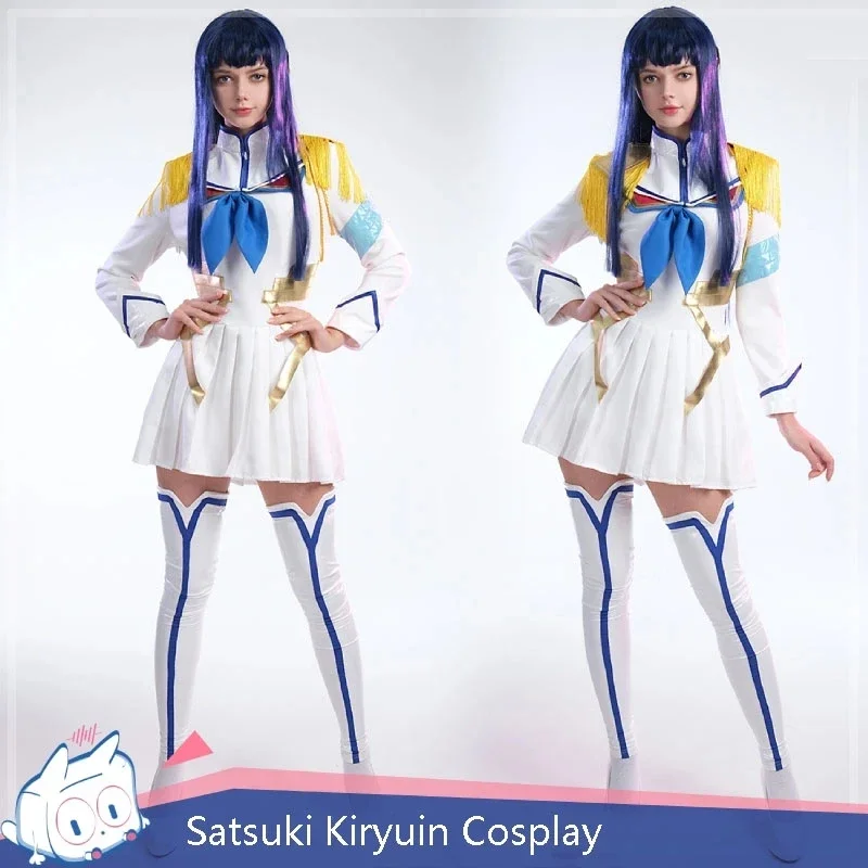 Costume de Cosplay de Satsuki Kiryuin avec Perruque pour Fille, Interrupteur Uniforme, Robe de Marin, Vêtements de ixd'Halloween et de Carnaval