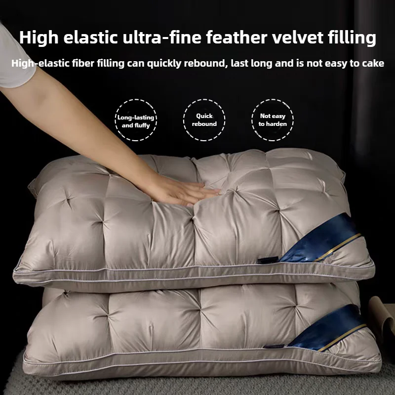 

Luxury White Goose Down Pillow, 100% Cotton, Rectangle, Down-proof, Queen, King, 3D Style, Winter Bedding Pillows, 48x74cm, 1Pc