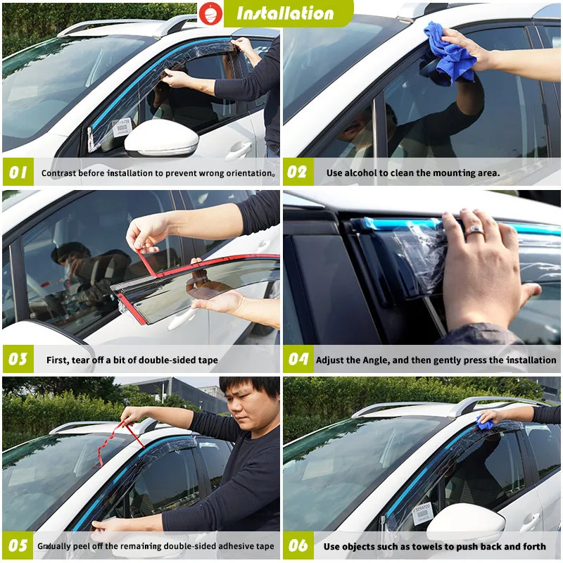 Picture 4: For Suzuki Spacia Window visor car window rain or shine sun visor rain eyebrow Window deflector car assecories Window deflector