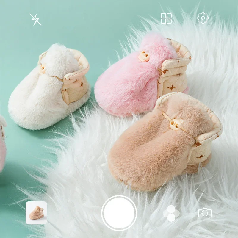 2024 Autumn Winter New Baby Shoes Soft Sole Toddler Shoes Girl Warm Cotton Plush Casual Shoes for Newborn Baby Zapatos Bebe Niña