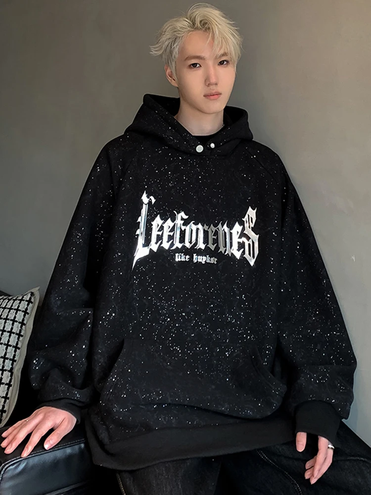 

Мужская толстовка-худи для осени и зимы, уличный стиль, светящаяся, для пар, свободный крой, повседневная, из хлопка и полиэстера