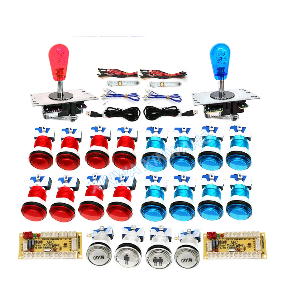 Game Player DIY SANWA Arcade Kit für PC Raspberry Pi mit LED-Druckknopf American Style Joystick USB Encoder Kabel Mame Pandora – Detail 2