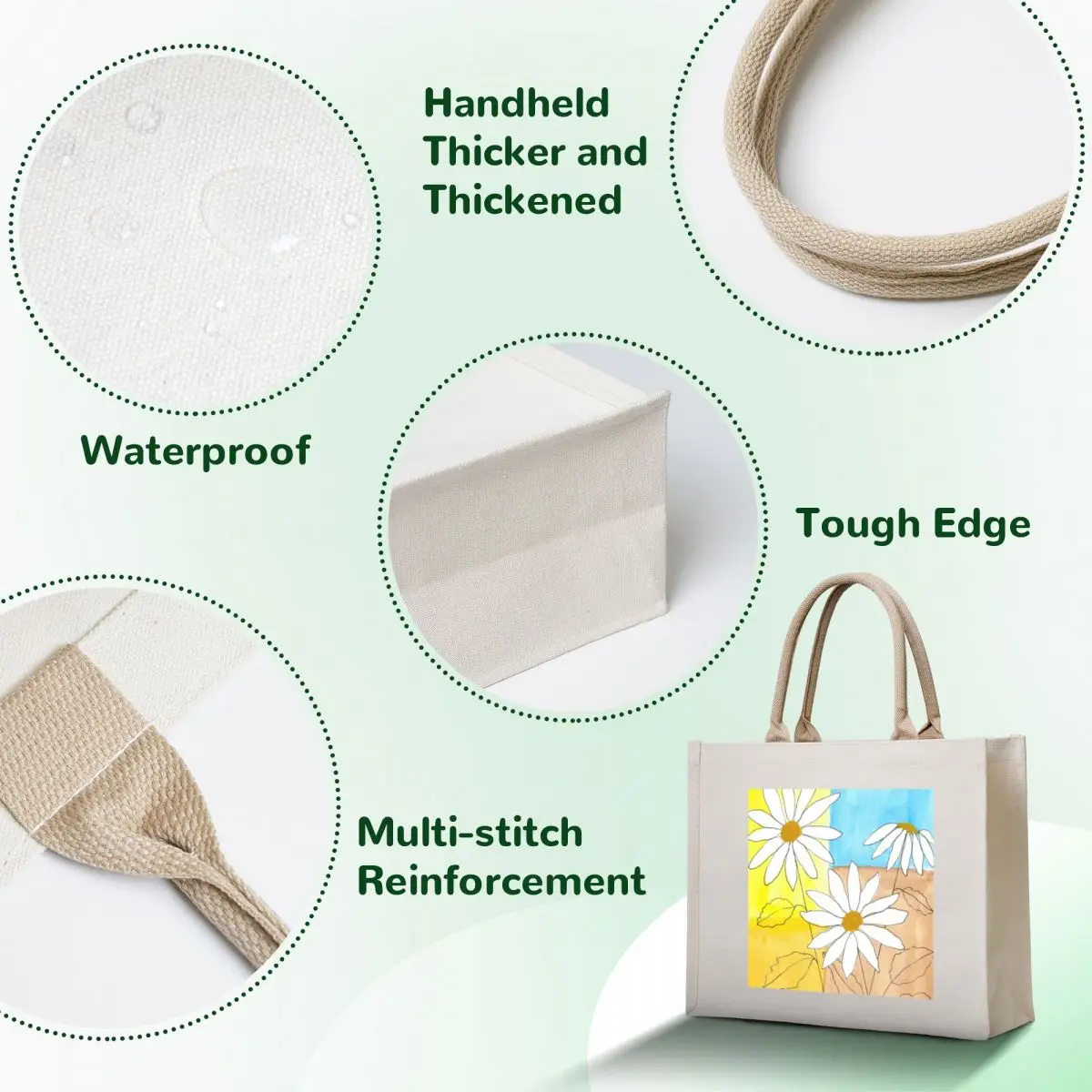 Daisies with Multicolored Background Tote Bag Women bags reusable shopping bag women bag Shopping bags