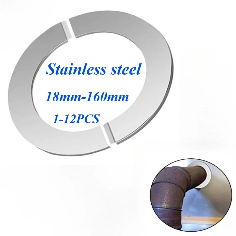 Stainless Steel Pipe Decorative Cover Split Flange for Wall Hole Gas Exhaust Sewer Pipe 80-160mm Adjustable Trim Pipe Cover