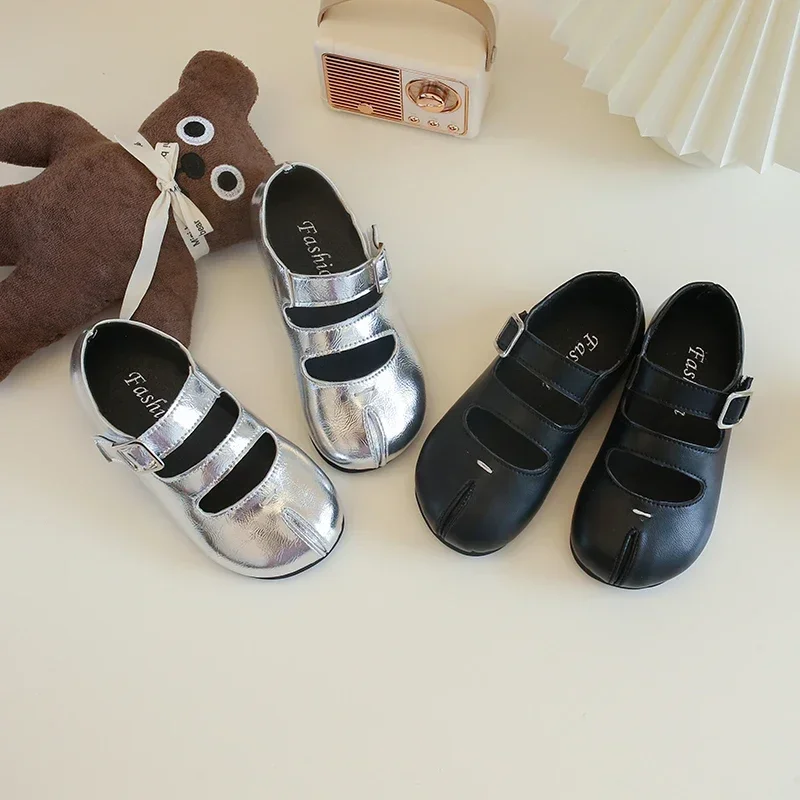 Ballerines Mary en cuir souple pour filles, chaussures à essence, mode princesse, double sangle, Parker rond, décontracté, chaussures de créateur pour tout-petits