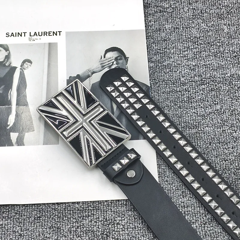 Belt 2000s Luxury Punk Belt for Women & Men – Y2K Style, Studded Design, Crystal Logo Buckle, High-Quality Fashion