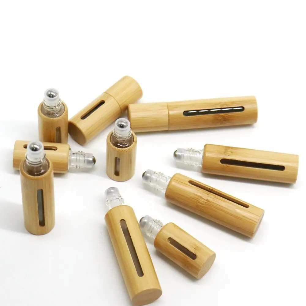 Portable 3/5/10ml Bamboo Perfume Bottle Mini Bottom Filling Essential Oil Roller Bottle Empty Tube Visual Spray Bottle Perfume