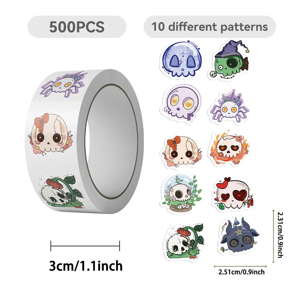 500Sheets Halloween Graffiti Sticker Roll, Waterproof Haunted House Tape for Motorcycle Helmets, Backpacks Giajar Sticker Store