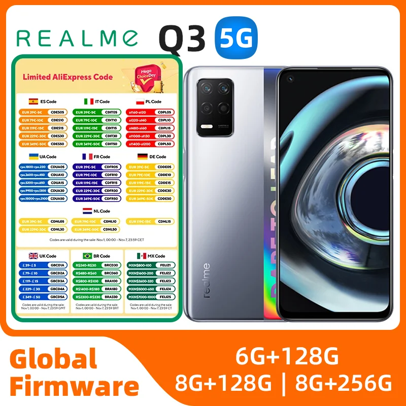 Realme  Q3 Android 5G Unlocked 6.5 inch 256G All Colours in Good Condition Original used phone