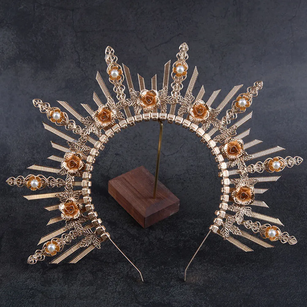 

Goddess Crown Headpiece Lolita Hairb for Girls Women Pink Dress Golden Durable Practical Party Halloween Cosplay Gift Hair Tools