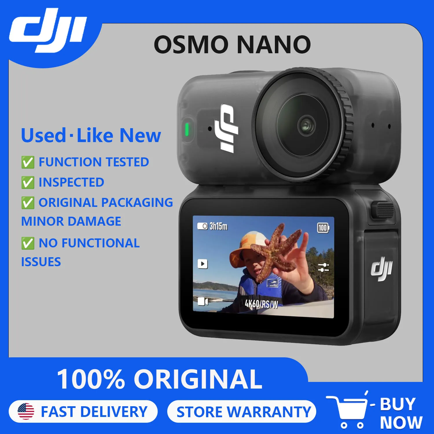 DJI Osmo Nano Action Camera Standard Combo 64GB/128GB, Refurbished, Fully Tested,Used･Like New