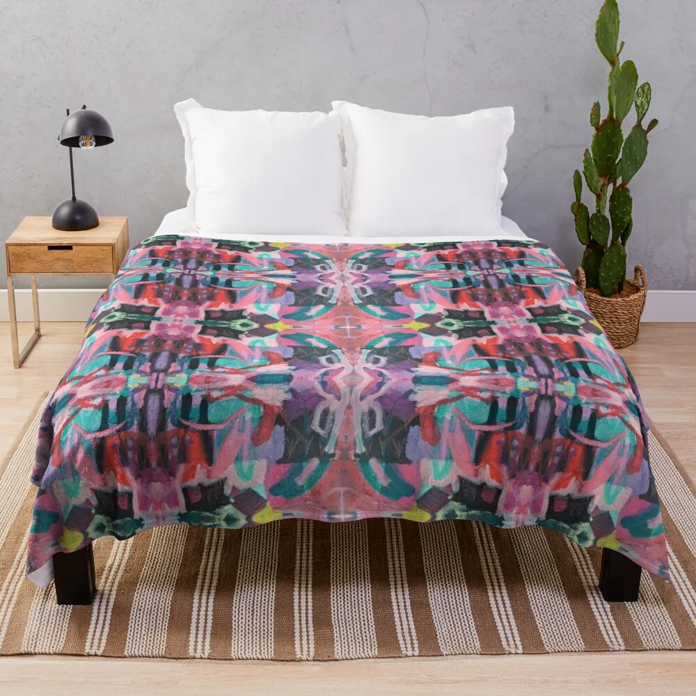 geometric kaleidoscope stained glass mosaic abstract art Throw Blanket Polar blanket Bed covers