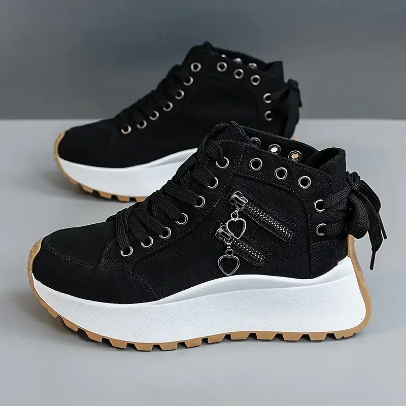 Designer Women Sneakers High Top Denim Canvas Shoes Female Girls Students Canvas Shoes for Women Lace Up Platform Sneakers - Image 6