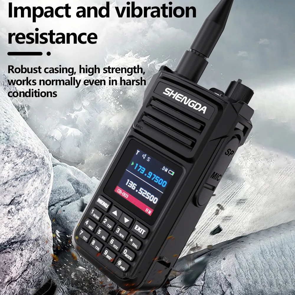 SHENGDA GP3188 Walkie-Talkie 10w One Key Frequency Matching Channel Scan UHF/VHF 4-Band LCD Display Large Capacity Battery