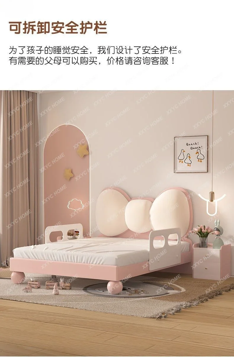 

Детская кровать из массива дерева JJJJSolid Wood, современная минималистичная кровать-принцесса с мягким изголовьем для девочек