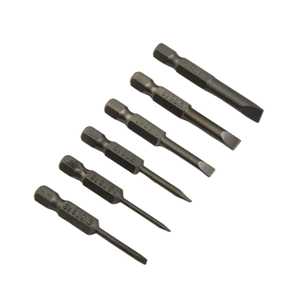 6PCS Magnetic Slotted Tip Screwdrivers Bit Hex Rod Shank Long Handle Flat Head Tip Holder Extension Bit Set Hand Tool Socket