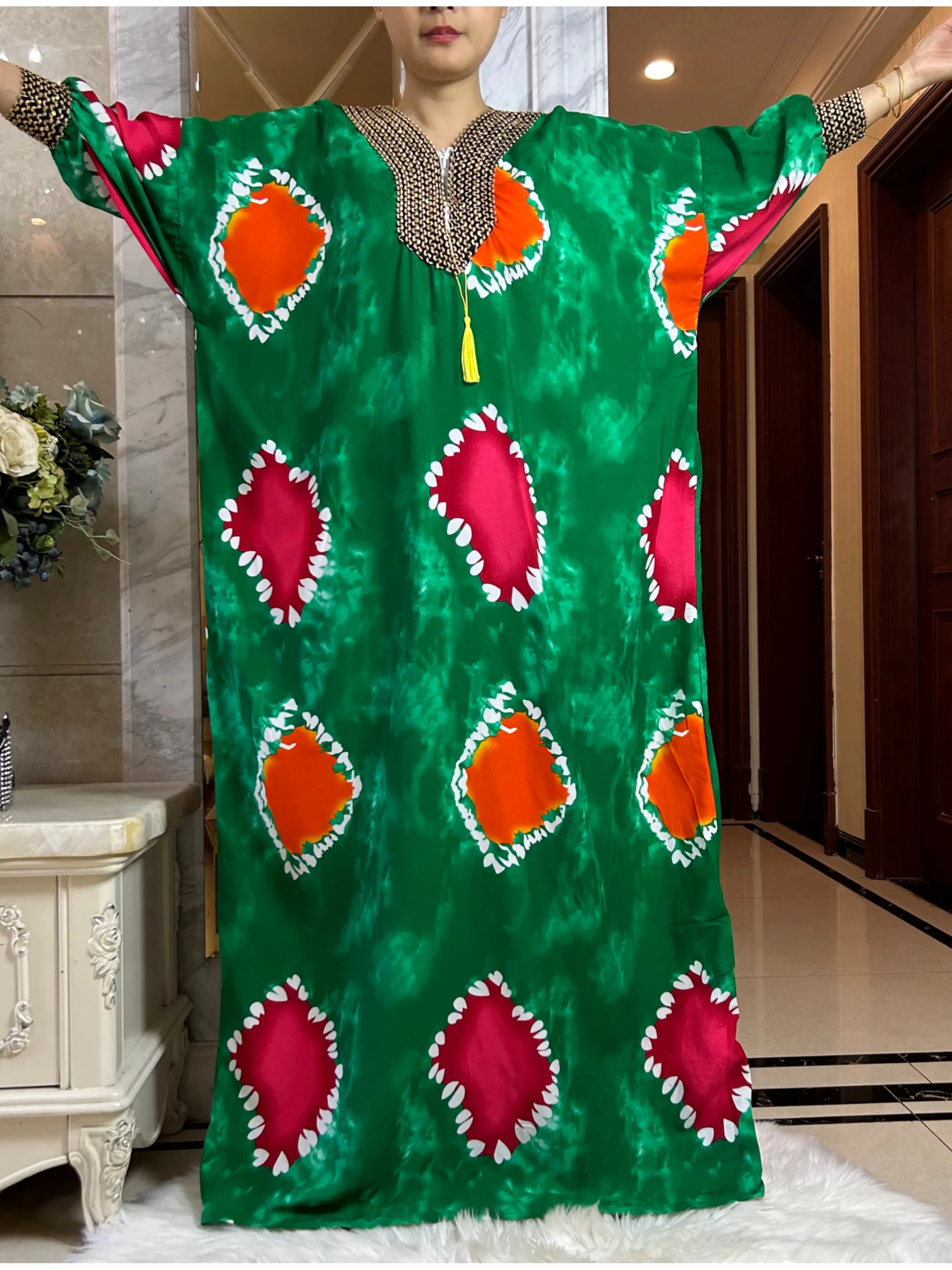 2025 Muslim Abayas For Women ramadan Fashion Sets Cotton Floral Printed Boubou Loose Femme Robe With 210x150cm Oversize Scarf