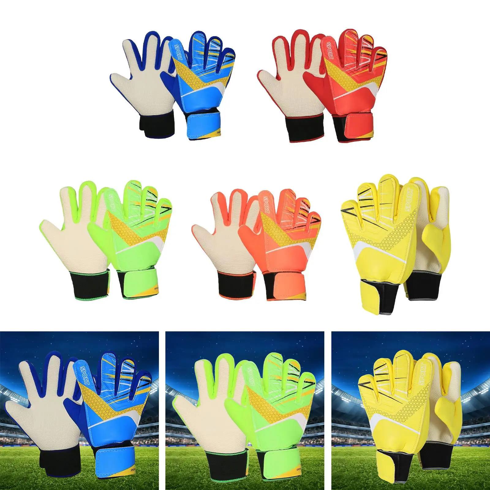 Guanti da portiere da calcio per bambini, antiscivolo, eleganti, resistenti all'usura, forniture sportive, durevoli, traspiranti, regalo per principianti