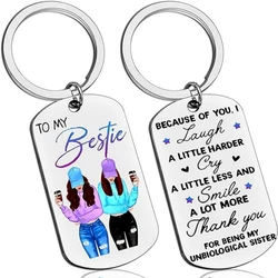 1Pc double-sided stainless steel color printing key ring, best friend key ring gift Bestie BFF friendship gift for friends