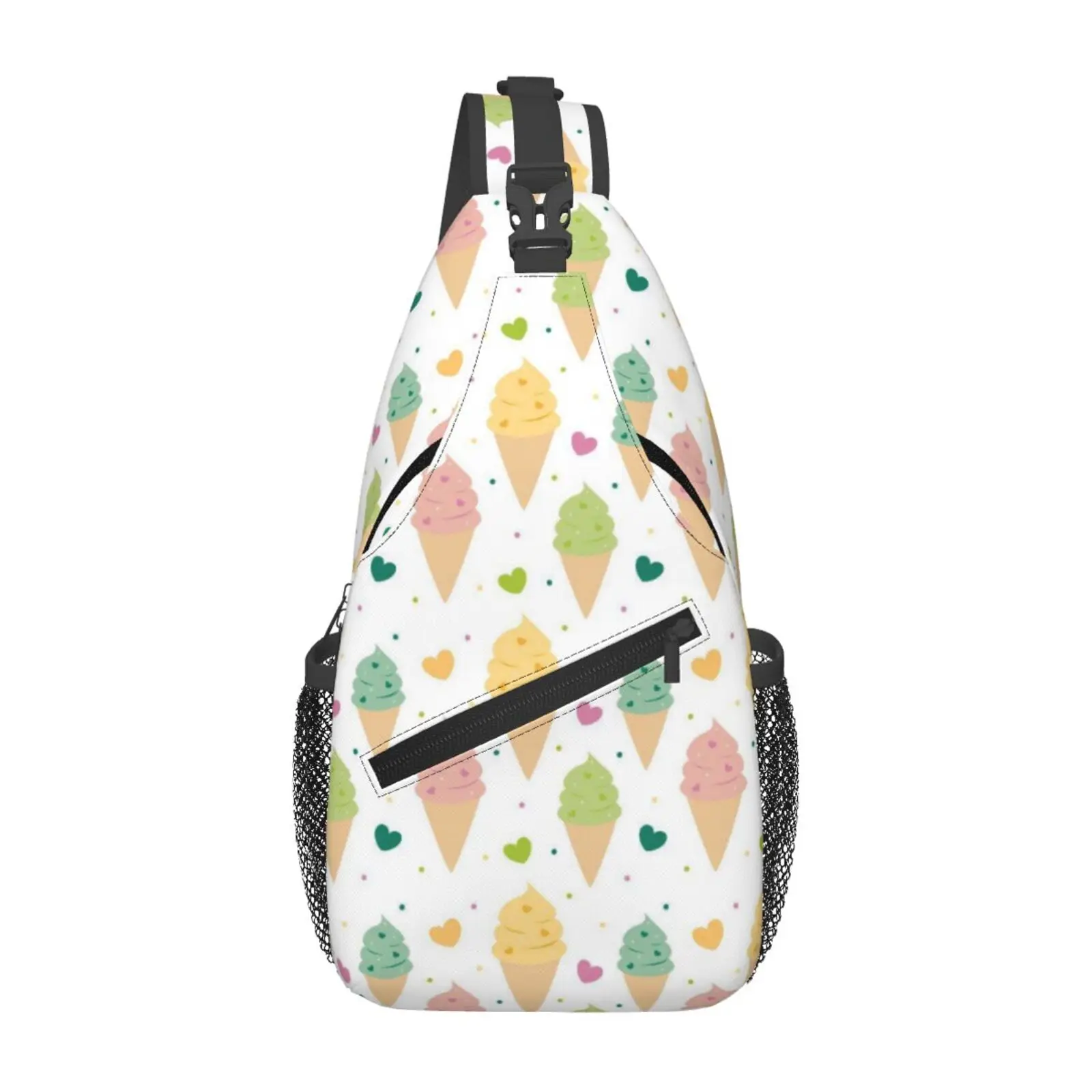 

Colorful Ice Cream Cartoon Pattern Outdoor Sling Backpack Crossbody Chest Bag Daypack for Hiking Travel Unisex Chest Bag Daypack