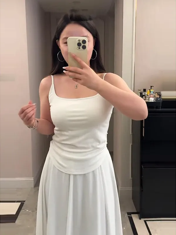 

plus Size Sweet Spicy Girl Sports Fitn Strap Vest Women Summer Slimming Close Fit Hide Side Breast No Sve Small Top