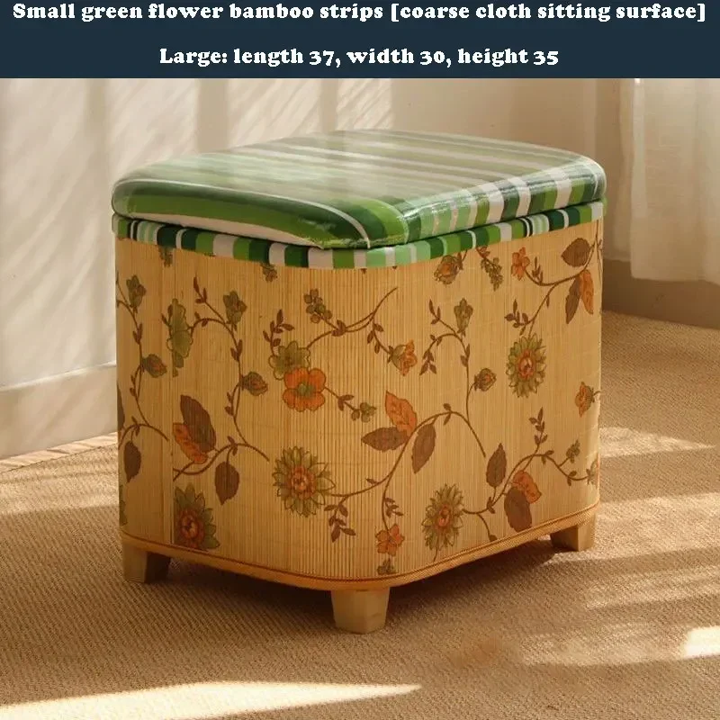 Household Solid Wood Small Square Stool with Storage Box Sundries Toys Organizer Japanese Hallway Change Shoes Footstool Ottoman