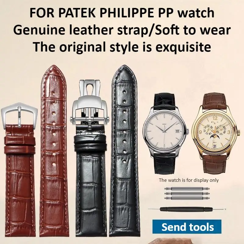 High-quality top-grain cowhide watch strap For original PATEK PHILIPPE Grand Complications Calatrava genuine leather watchband